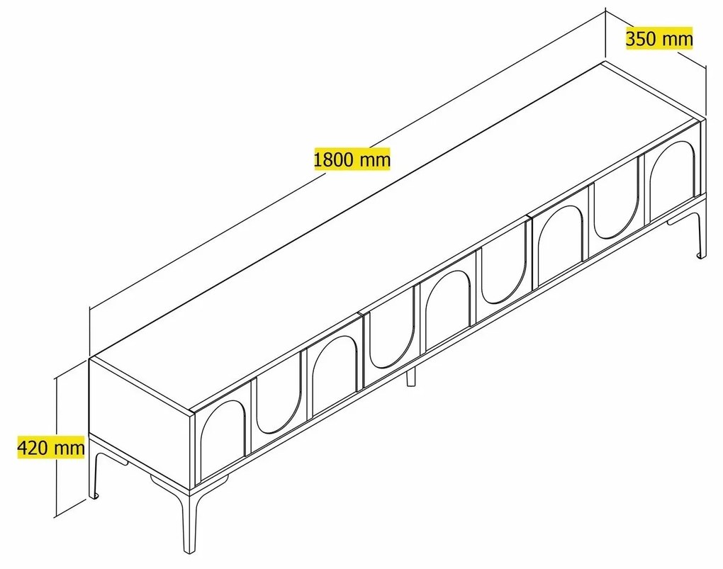 Móvel de TV "Lyon" – Branco e Preto – 180x42x35 cm – Design Moderno