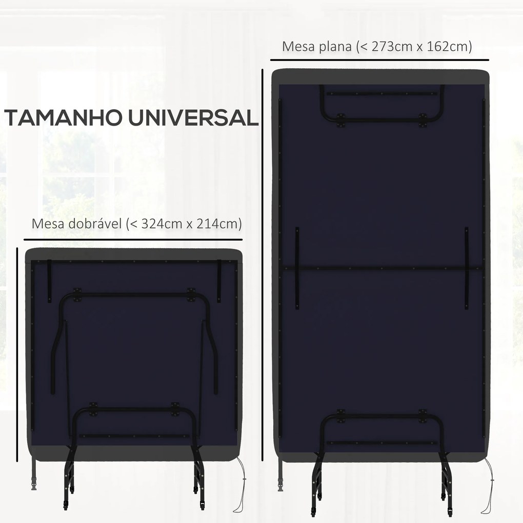Capa para Mesa de Ping Pong com Fecho de Correr Anti-UV e Impermeável para Interior e Exterior 275x153x5 cm Preto