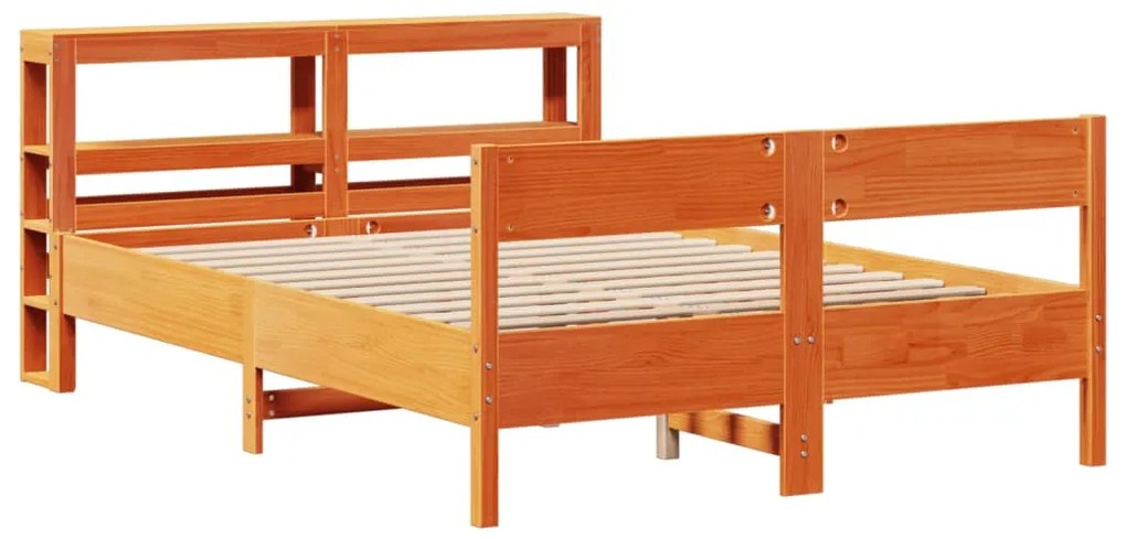 Cama sem colchão 150x200 cm madeira pinho maciça castanho-mel