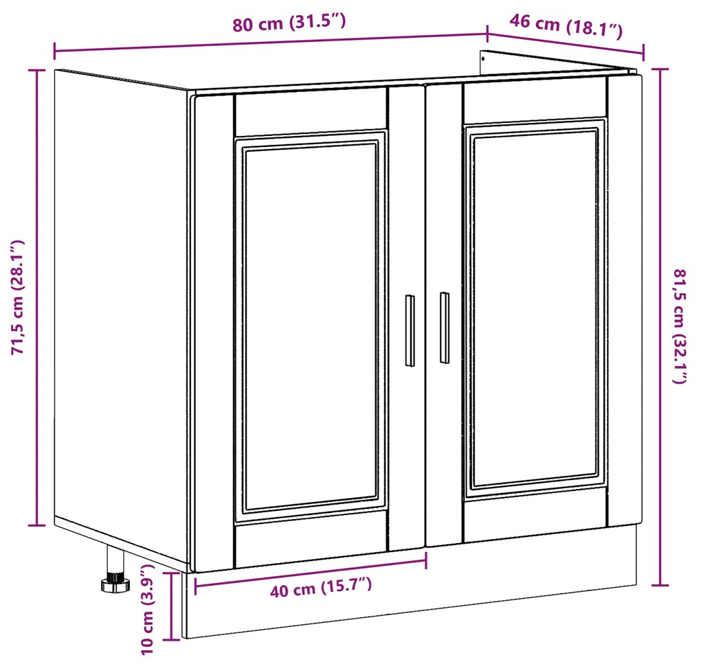 Armário de Freguês vidaXL "Porto" com Pia Cinza Sonoma 80x46x84,5 cm M