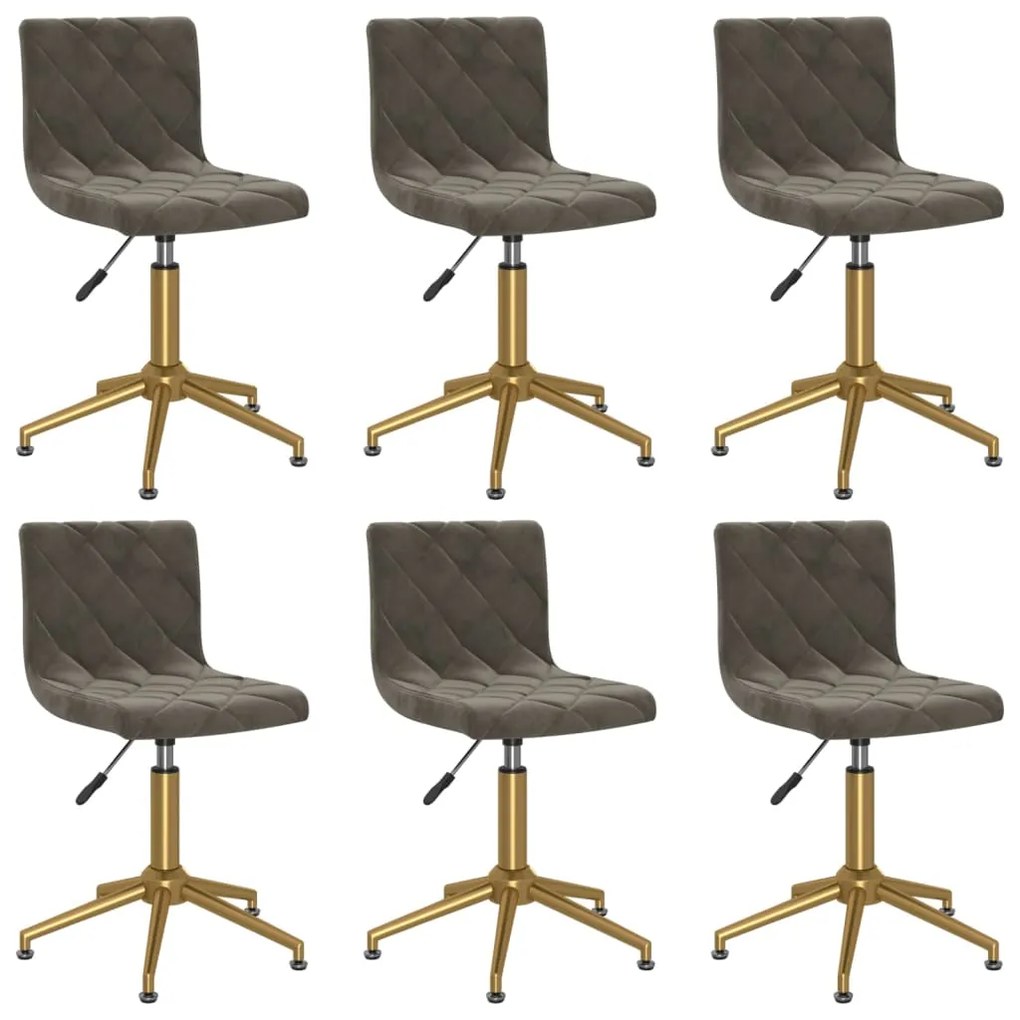 vidaXL Cadeiras de jantar giratórias 6 pcs veludo cinzento-escuro