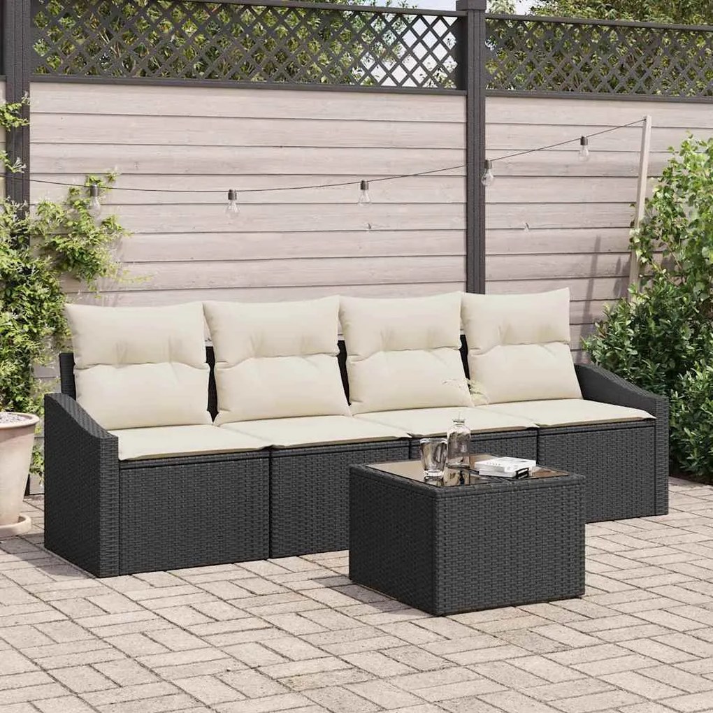 Conjunto de Jantar de Jardim com 5 Peças e Almofadas em Rattan Sintéti