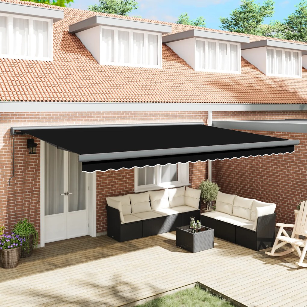 Toldo Retrátil Manual vidaXL Preto 500x300 cm