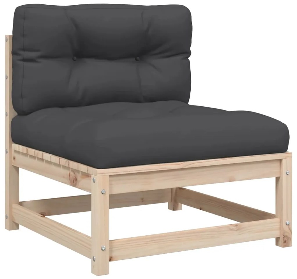5 pcs conjunto de sofás de jardim com almofadões pinho maciço