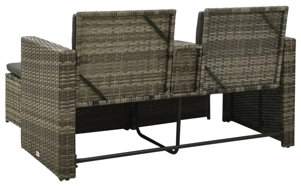3 pcs conjunto lounge de jardim c/ almofadões vime PE cinzento