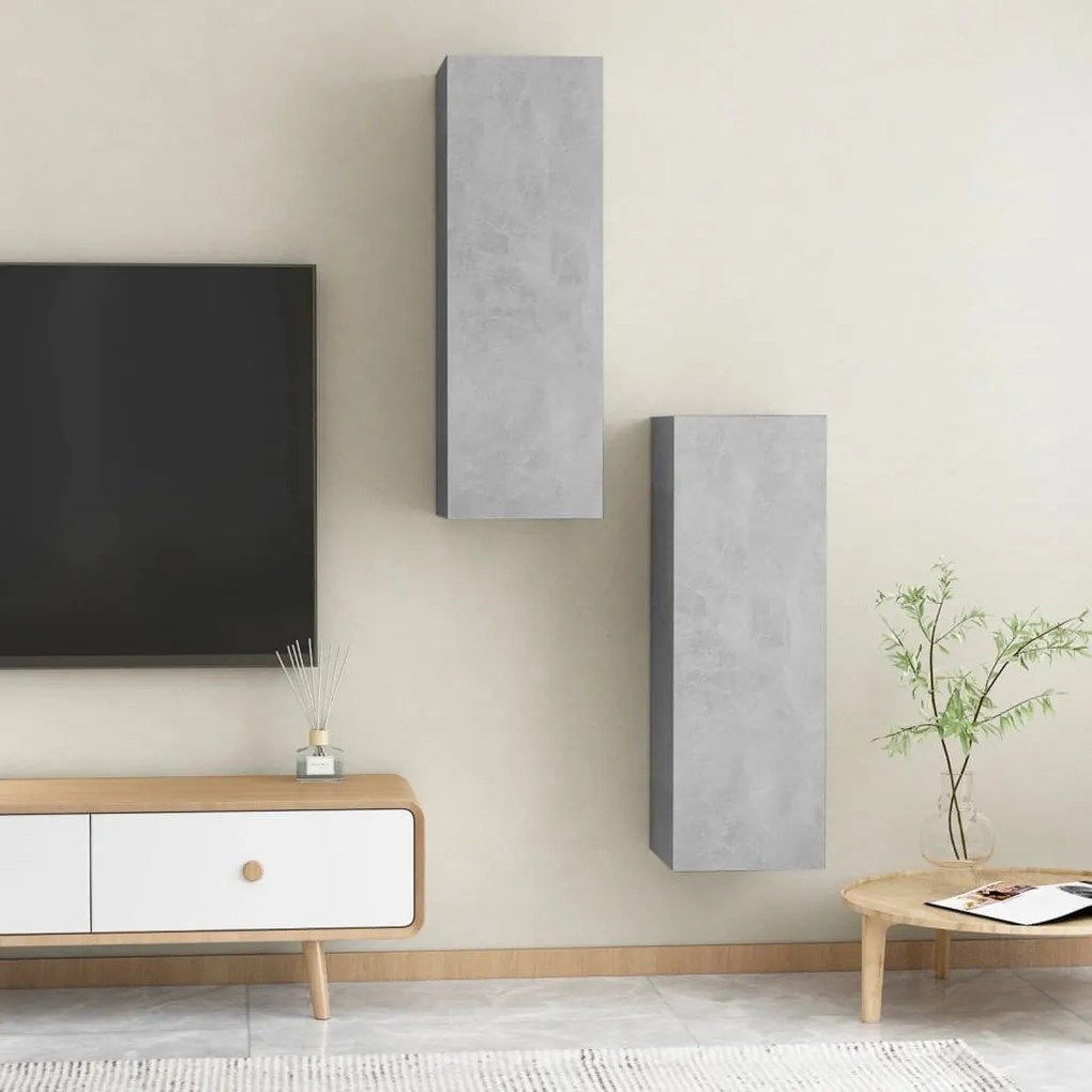 Móveis de TV 2 pcs derivados de madeira cinzento cimento