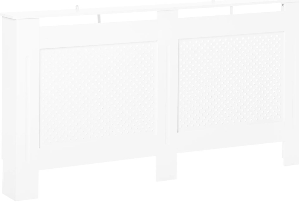 Cobertura para Radiador em MDF com Ripas e Prateleira Superior 151,5x19x82 cm Branco
