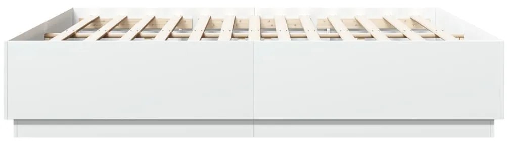 Estrutura cama c/ luzes LED 200x200cm derivados madeira branco