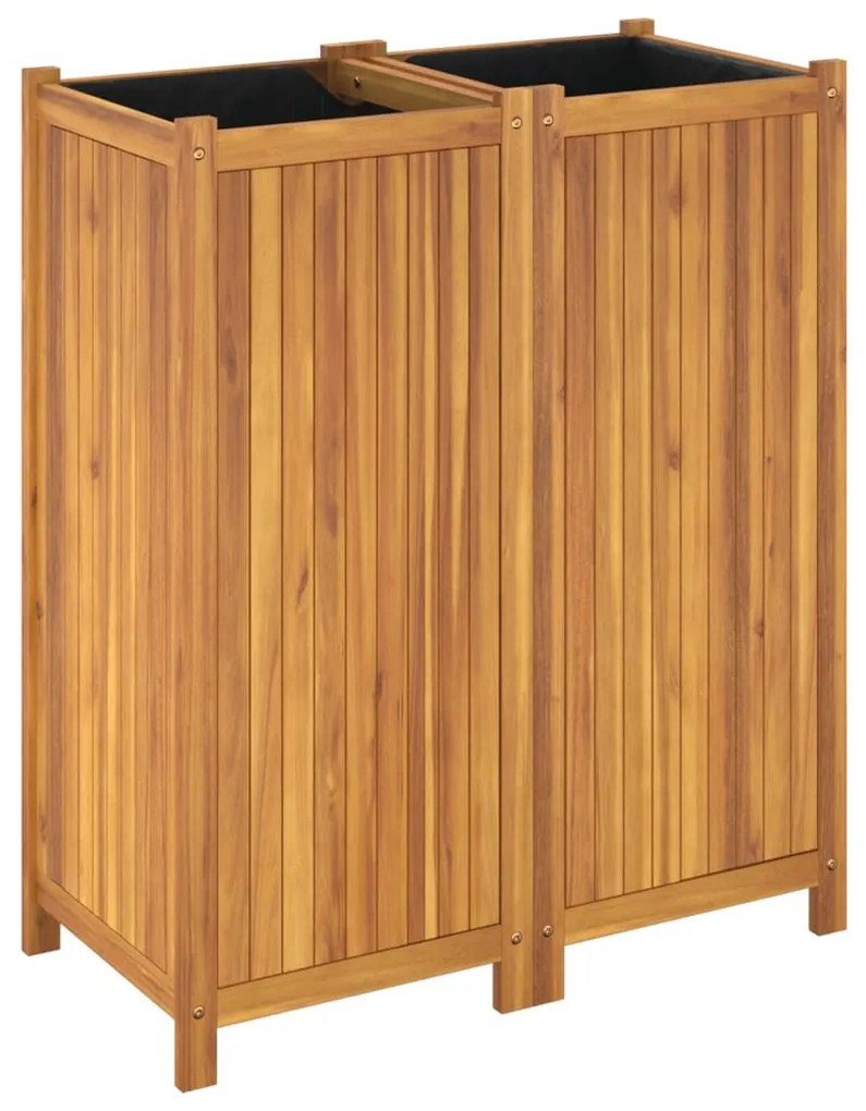 Vaso/floreira de jardim com forro 84x42x100 cm acácia maciça