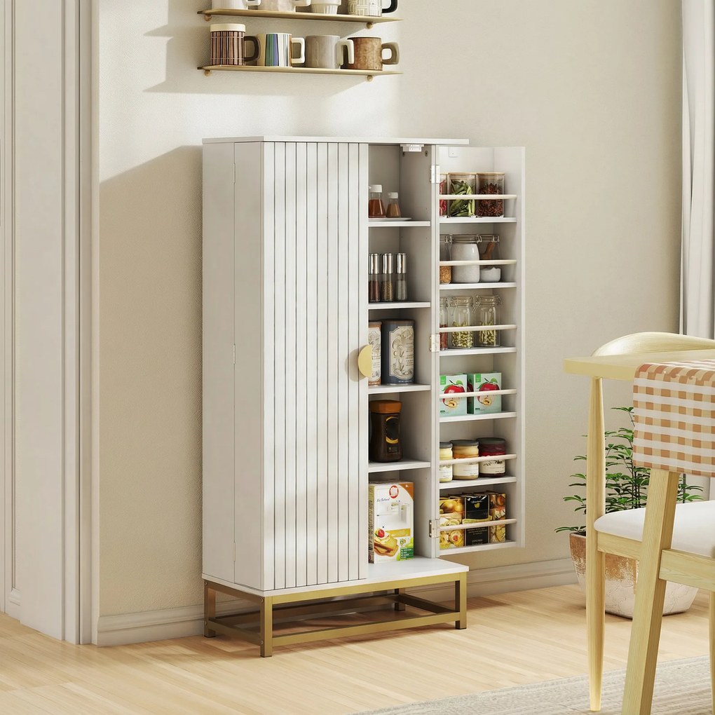 Armário de Cozinha, 58 x 29 x 119,5 cm, Prateleiras Ajustáveis, Branco