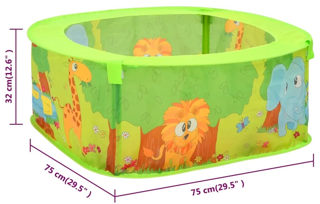 Piscina de bolas com 300 bolas para crianças 75x75x32 cm