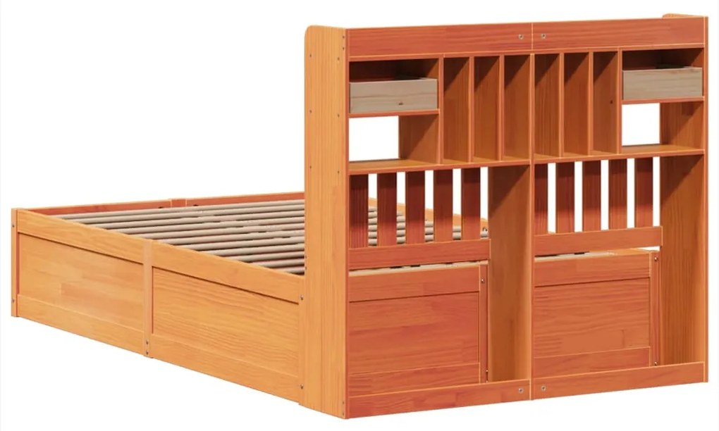 Cama sem colchão 120x200 cm madeira pinho maciça castanho-mel