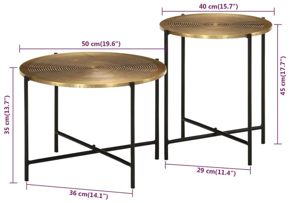 Mesas de centro 2 pcs metal bronze e preto