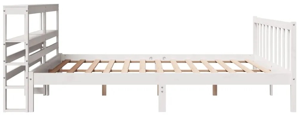 Cama sem colchão 200x200 cm madeira de pinho maciça branco