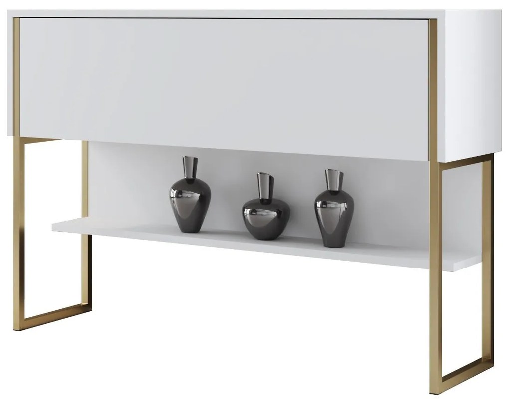 Consola de Entrada "Madrid" – Dourado e Branco - 120x30x80 cm – Design