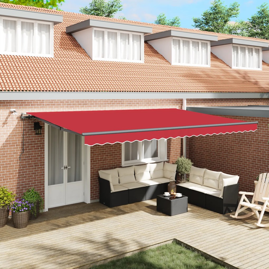 vidaXL Toldo Retrátil Automático com LED Vermelho 500x300 cm