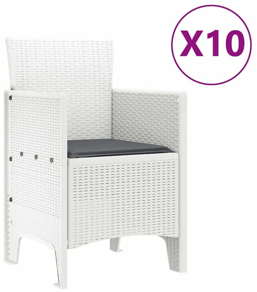 Conjunto de Jantar de Jardim 11 pcs Branco 250 x 100 x 73 cm