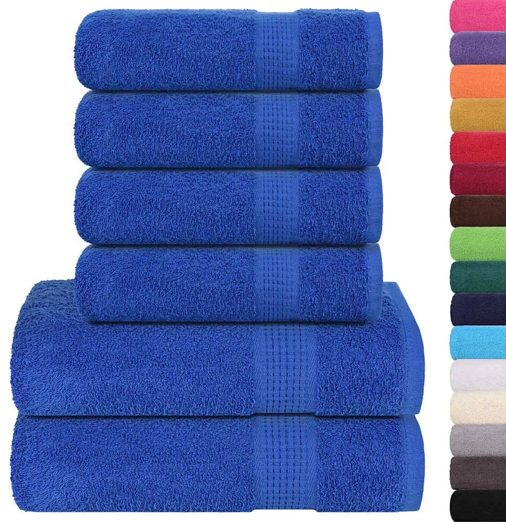 6pcs Conjunto toalhas banho 360 gsm 100% algodão azul