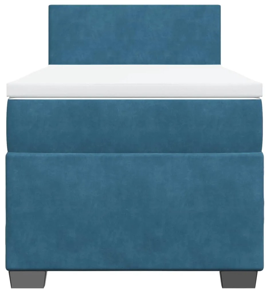 Cama com molas/colchão 90x190 cm veludo azul-escuro