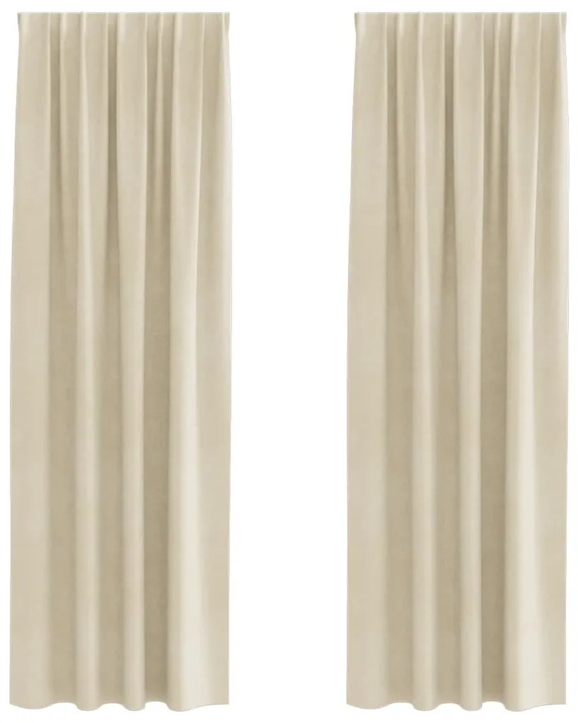 Cortinas Blackout vidaXL com fita superior 2 pcs Veludo Creme