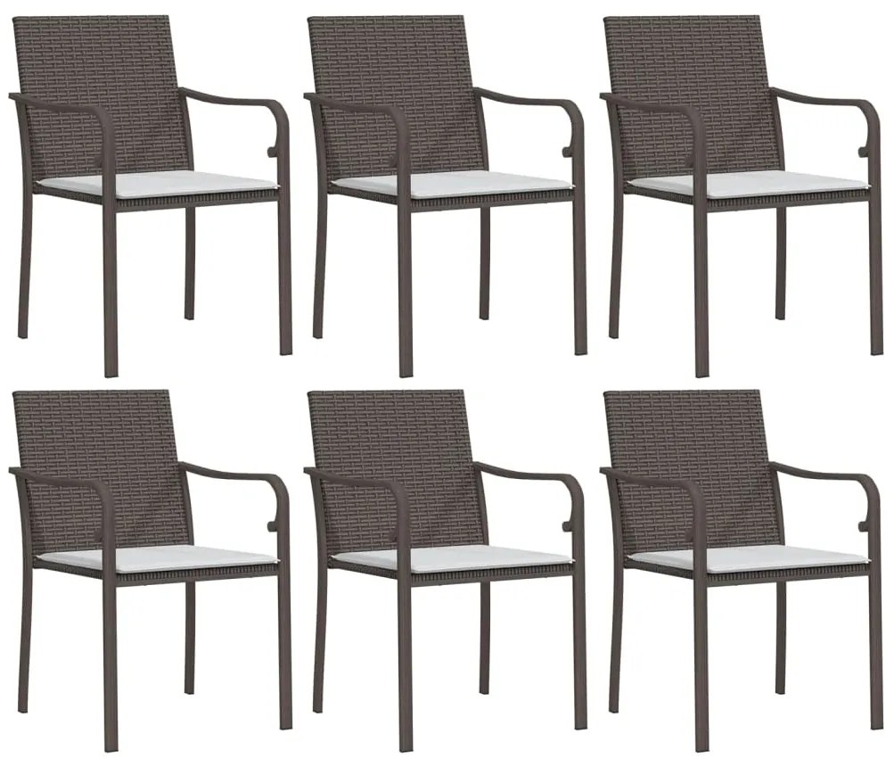 7 pcs conjunto de jantar p/ jardim c/ almofadões vime PE e aço