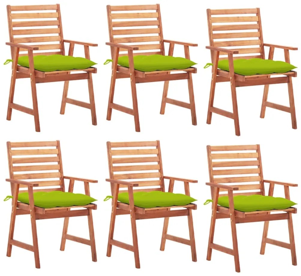 vidaXL Cadeiras de jantar p/ jardim 6 pcs c/ almofadões acácia maciça