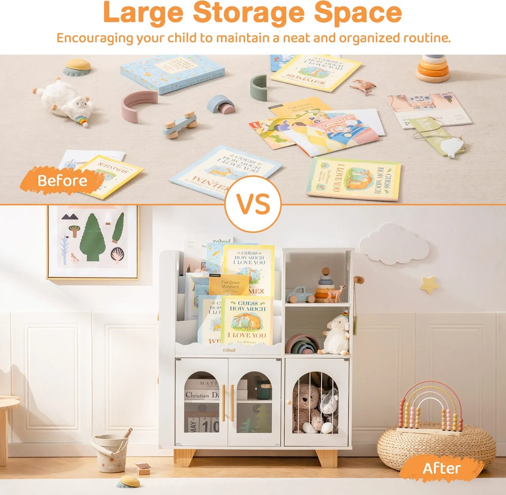 Organizador de brinquedos para crianças madeira 89,3 x 79,2 x 29,2 cm Branco