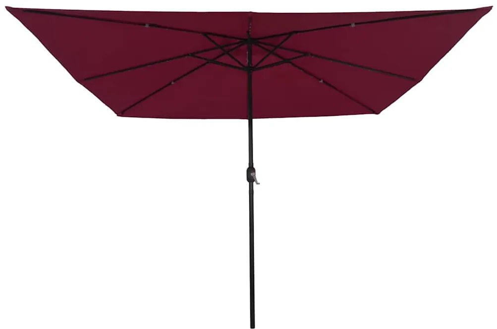 Guarda-sol com Luzes LED 295x245 cm Vermelho Bordeaux