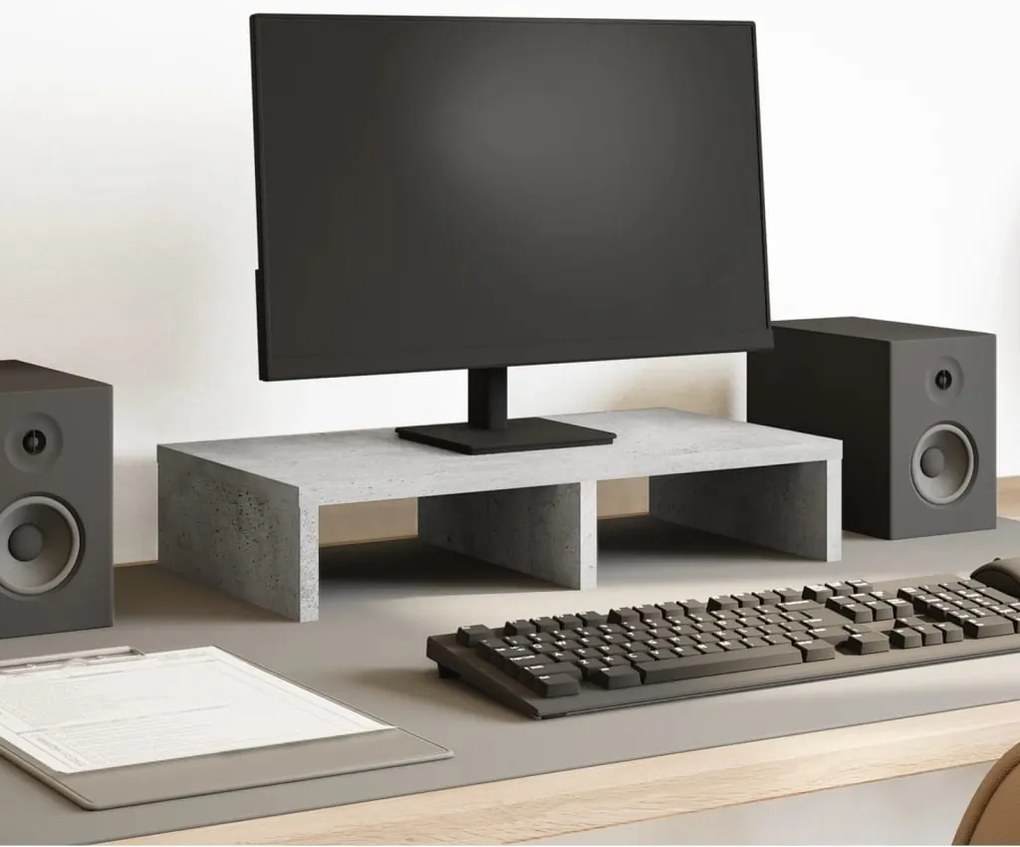vidaXL Suporte monitor 50x27x10 cm derivados madeira cinzento cimento