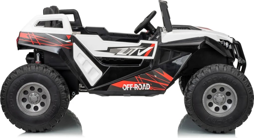 Buggy elétrico para Crianças 24V 2 Lugares RTR Monster Speed ​​4x4, Rodas Espuma EVA, assento couro ecológico Branco