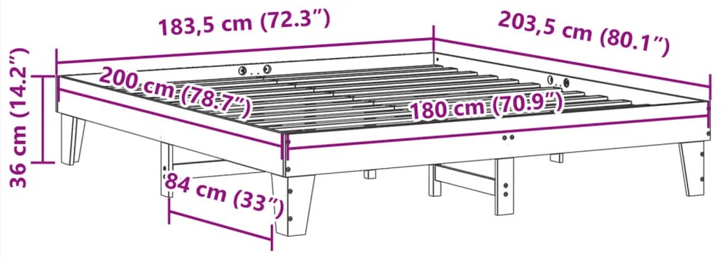 Cama sem colchão 180x200 cm madeira de pinho maciça branco