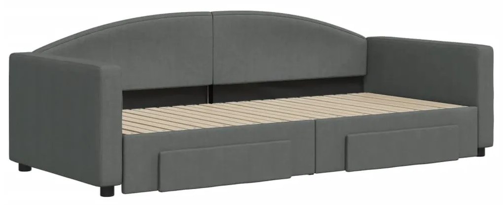 Sofá-cama c/ gavetão e gavetas 90x200 cm tecido cinzento-escuro