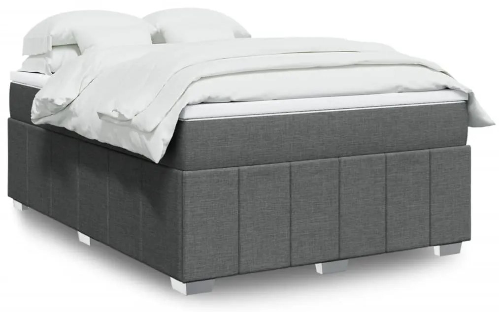 vidaXL Cama com molas/colchão 160x200 cm tecido cinzento-escuro