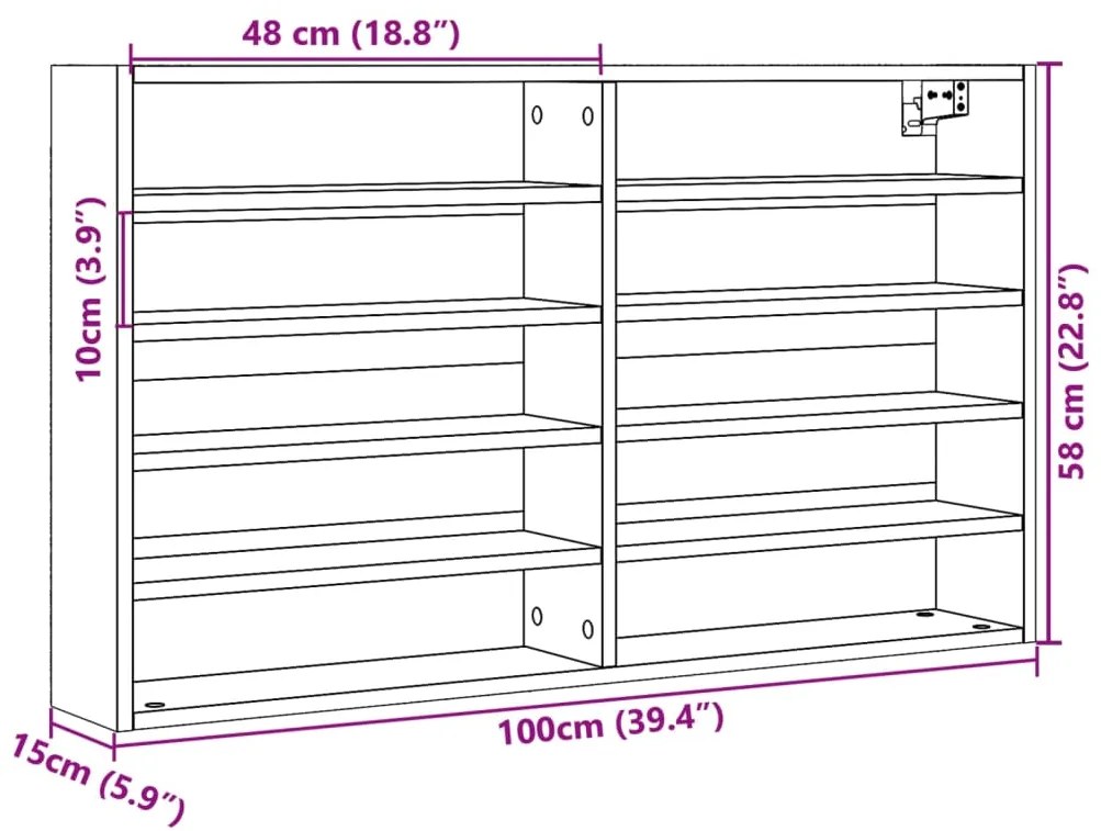 Armário vitrine 100x15x58 cm derivados de madeira cinza cimento