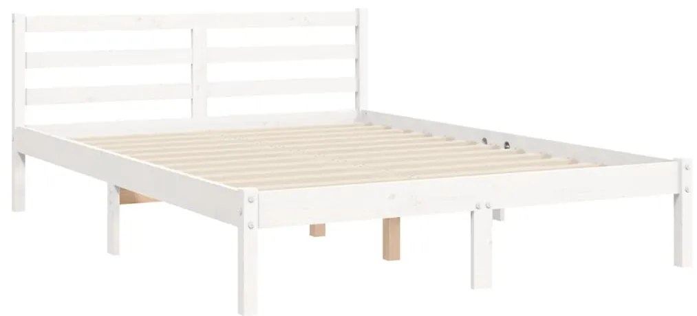 Estrutura de cama com cabeceira 140x200cm madeira maciça branco