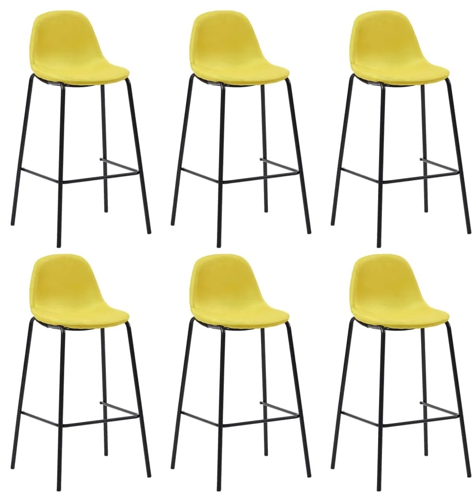 vidaXL Cadeiras de bar 6 pcs tecido amarelo