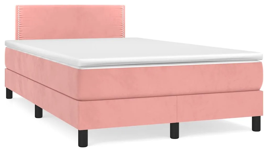 Cama box spring c/ colchão luzes e LED 120x190 cm veludo rosa
