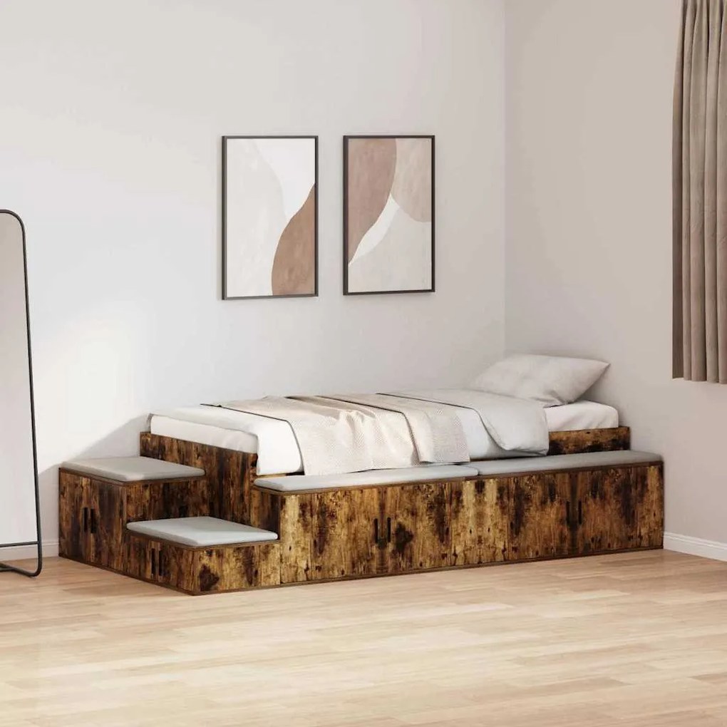 Cama de Armazenamento Carvalho Fumado 80x200 cm