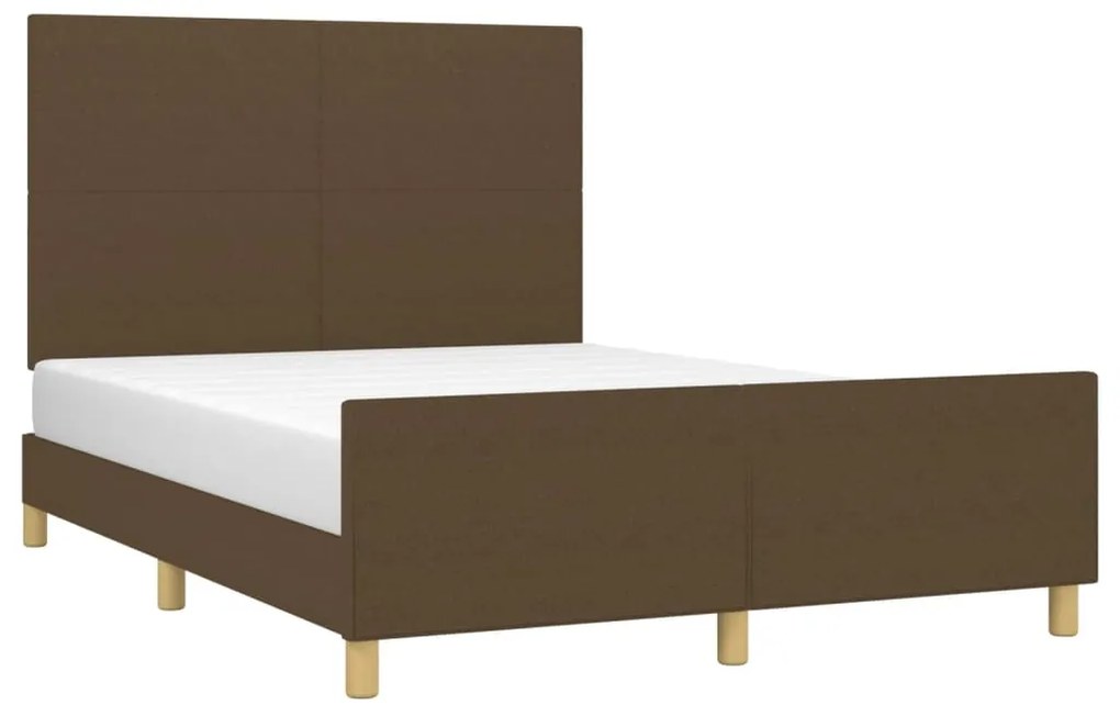 Estrutura de cama sem colchão 140x200 cm tecido castanho-escuro