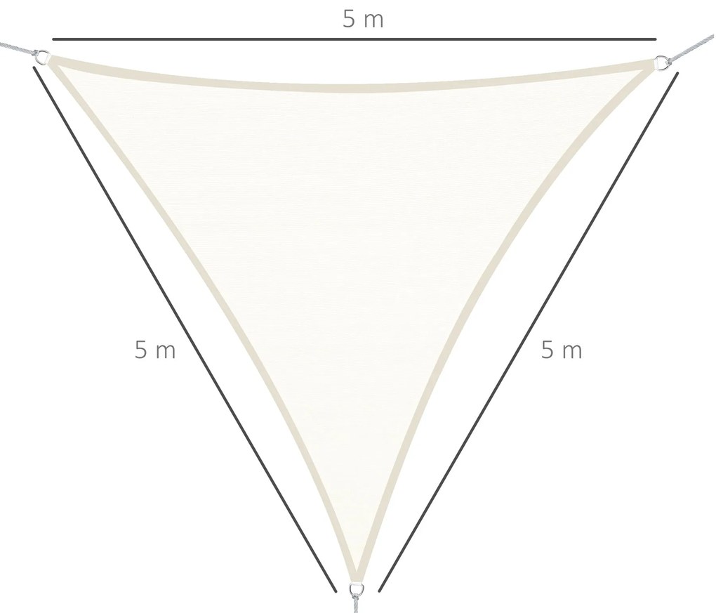 Vela de Sombra Triangular 5x5x5 m Toldo Vela de Poliéster com Proteção
