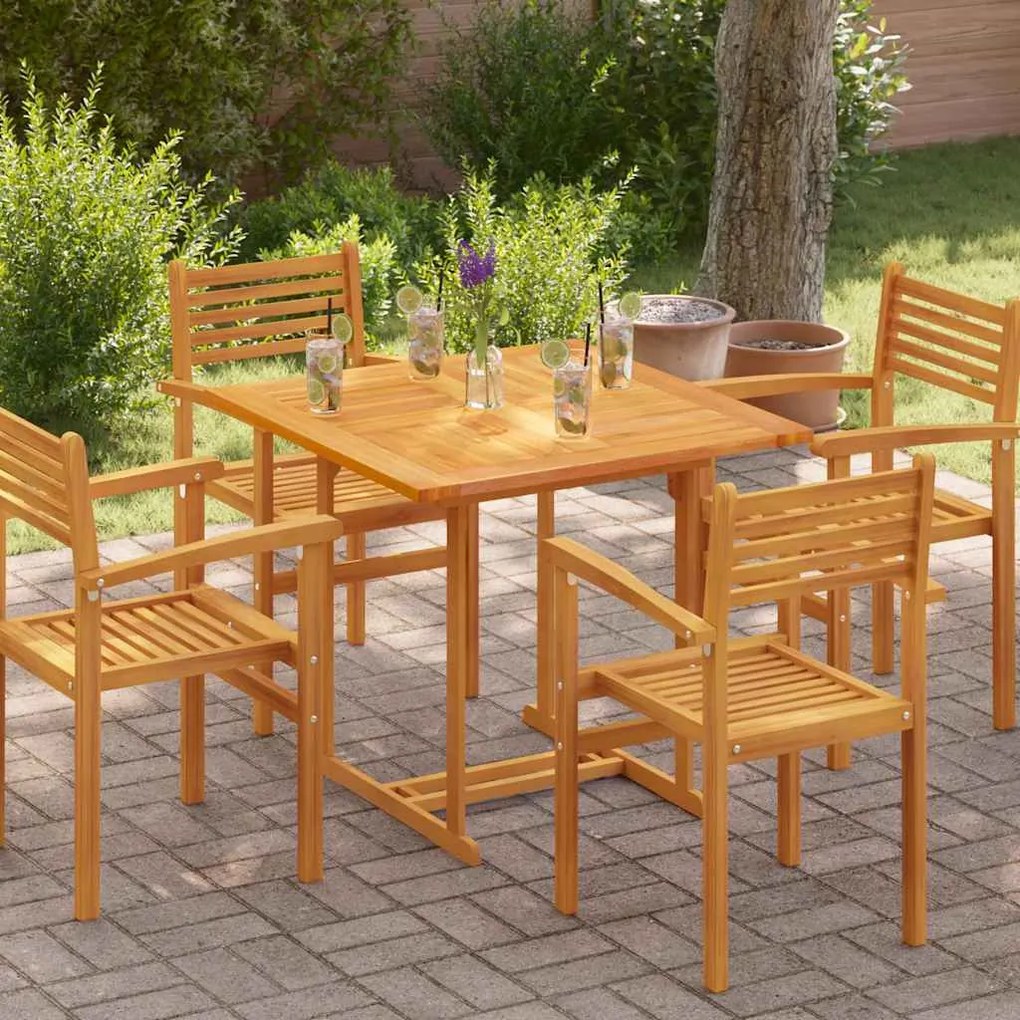 vidaXL Tampo de mesa quadrado 90x90x2,5 cm madeira de teca maciça