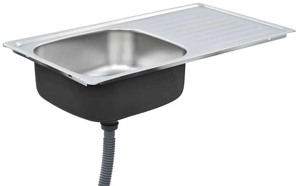 Lava-louças de cozinha com ralo e sifão aço inoxidável