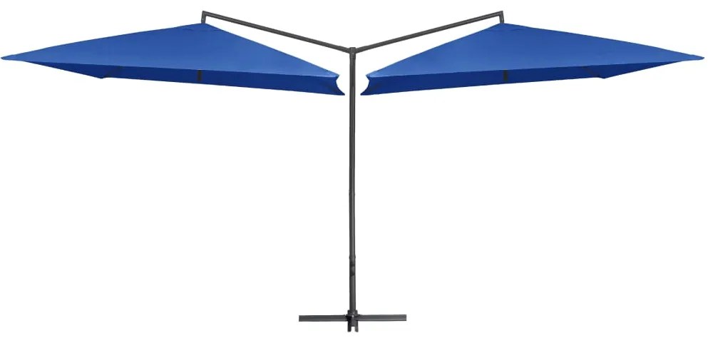 vidaXL Guarda-sol duplo com mastro de aço 250x250 cm azul-ciano