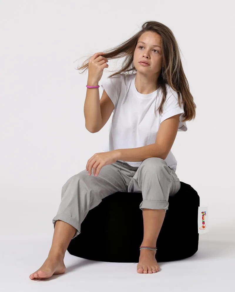 Pufe de Jardim Round Pouf – Preto – 55x30 cm | Tribo Home
