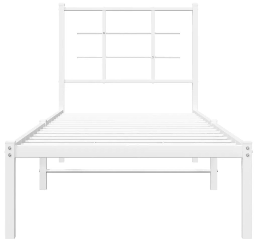 Estrutura de cama com cabeceira 75x190 cm metal branco