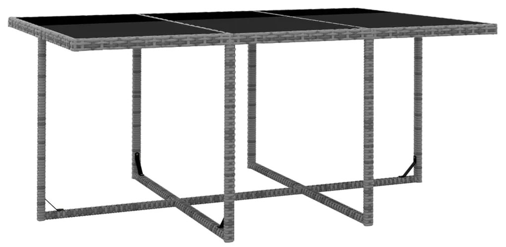 11 pcs conjunto jantar exterior c/ almofadões vime PE cinzento