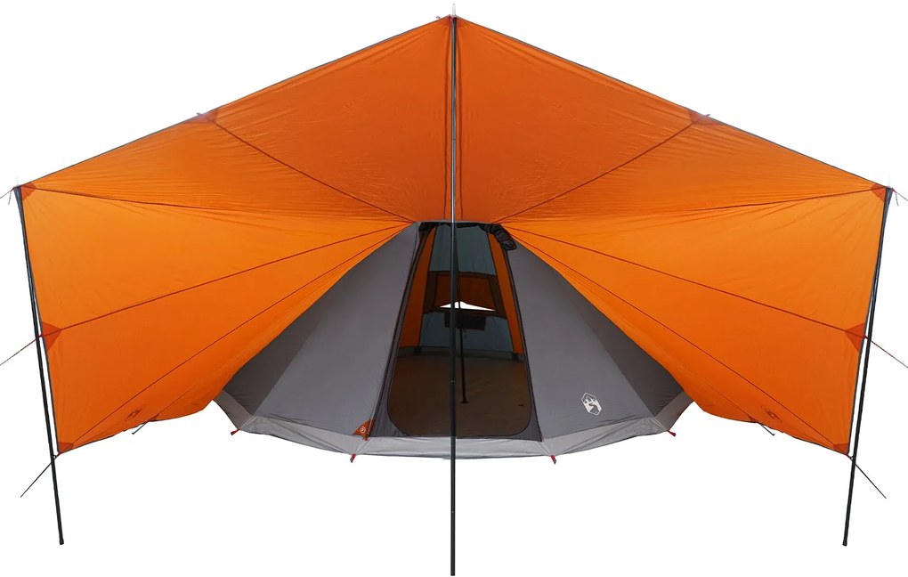 Tenda Familiar Tipi Cinza e Laranja Impermeável para 12 Pessoas