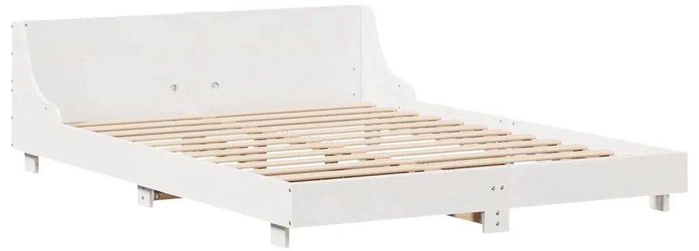 Cama sem colchão 140x200 cm madeira de pinho maciça branco