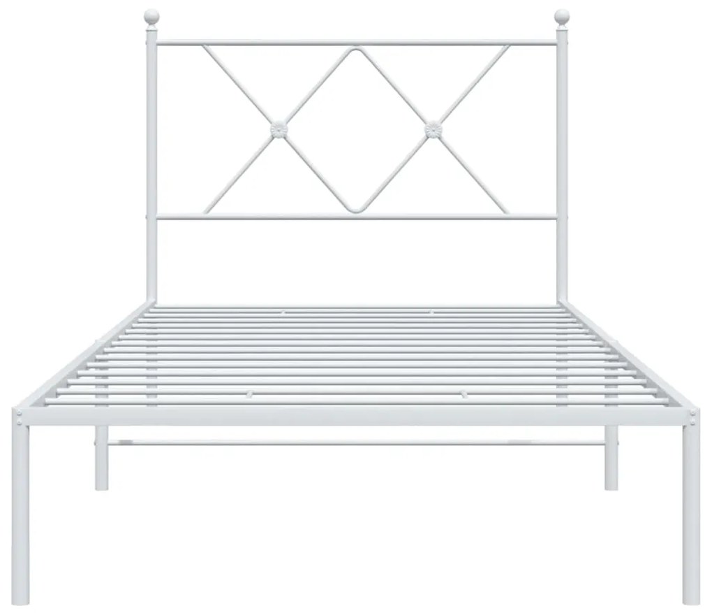 Estrutura de cama com cabeceira 90x190 cm metal branco