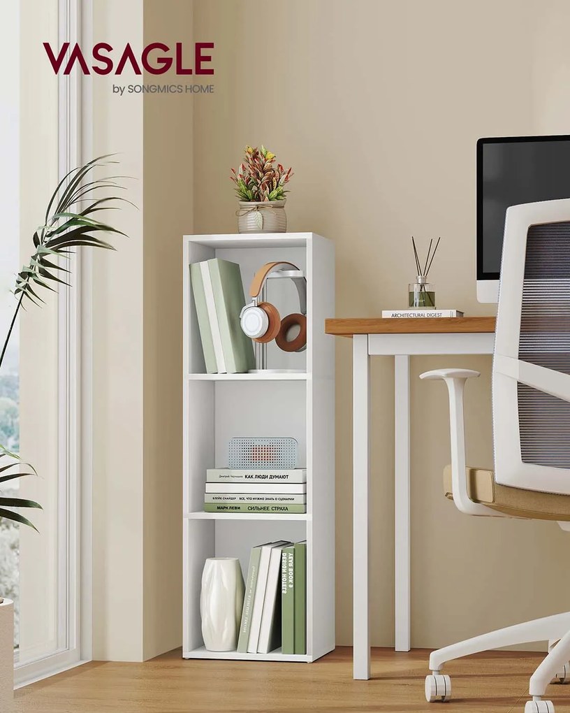 Estante com 3 níveis 24 x 30 x 94,8 cm aberta para arrumação Branca